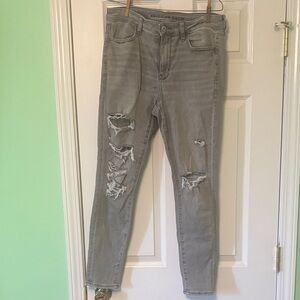 American Eagle Outfitters Light Gray Distressed Jeggings Sz 6s